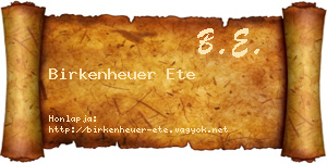 Birkenheuer Ete névjegykártya